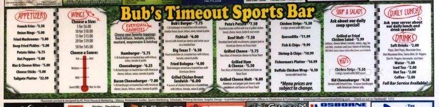 Bubs Time Out - Chillicothe, OH menu_pic