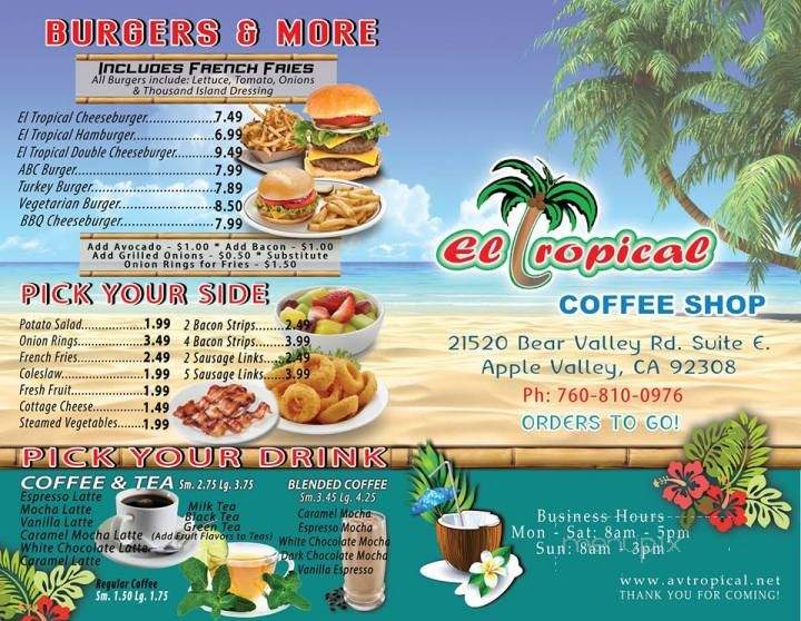 /250254966/El-Tropical-Coffee-Shop-Menu-Apple-Valley-CA - Apple Valley, CA