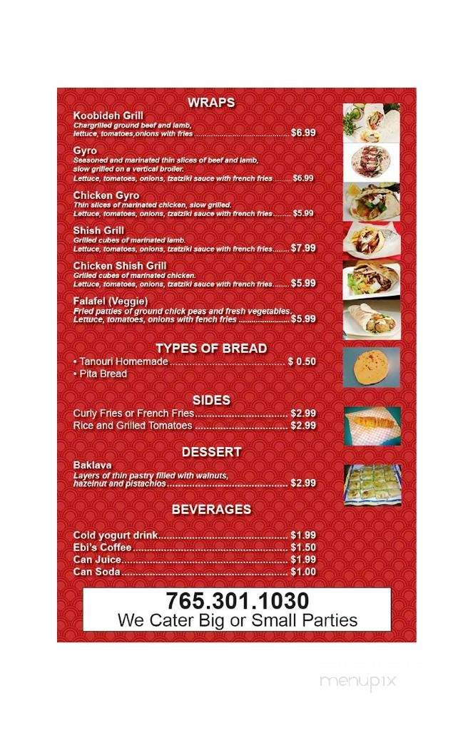 Ebi's Kabob - San Antonio, TX menu_pic
