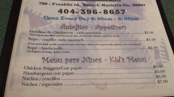 Taqueria La Adelita Mexican Grill INC - Marietta, GA menu_pic