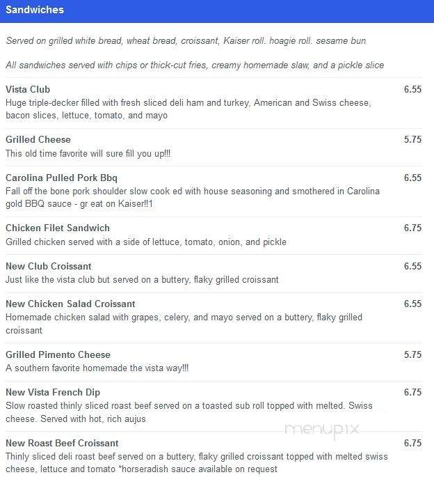 Vistagrill - Columbia, SC menu_pic