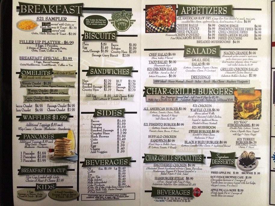 521 Filling Station - Kershaw, SC menu_pic