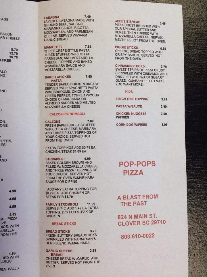 Pop Pop's Pizza and Grinders - Clover, SC menu_pic