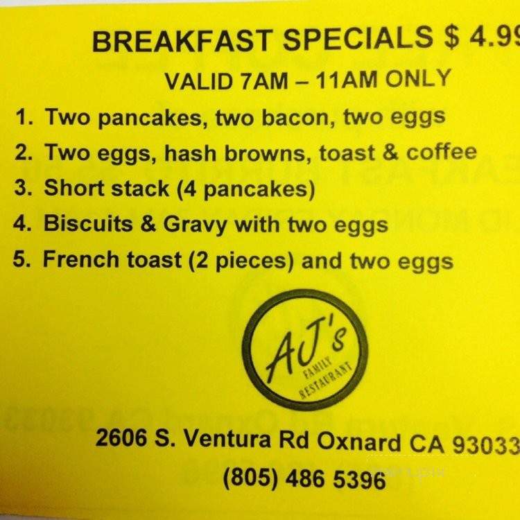 Aj's Family Restaurant - Oxnard, CA menu_pic
