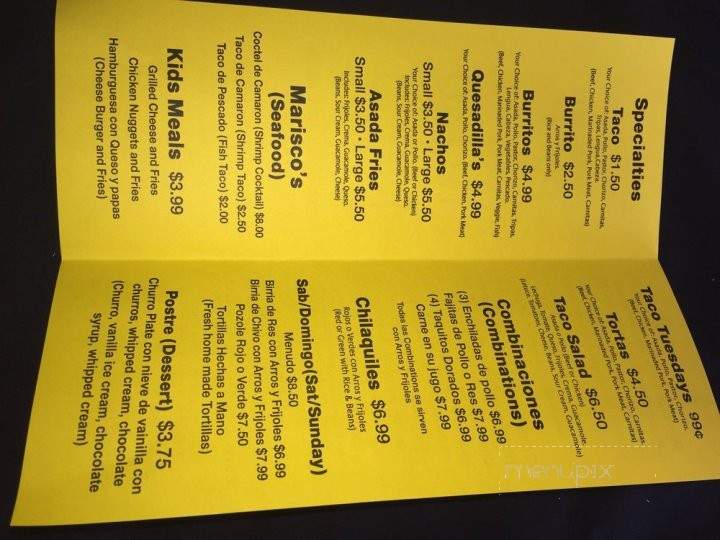 Francisco's Mexican Food - Oxnard, CA menu_pic