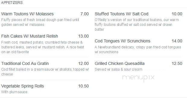O'Reilly's Pub - Lubbock, TX menu_pic