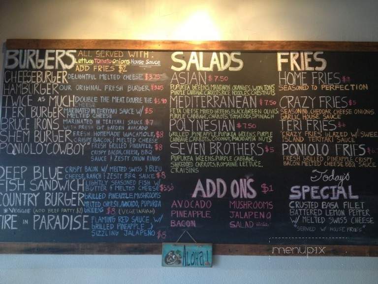 Seven Brothers Surf - Laie, HI menu_pic