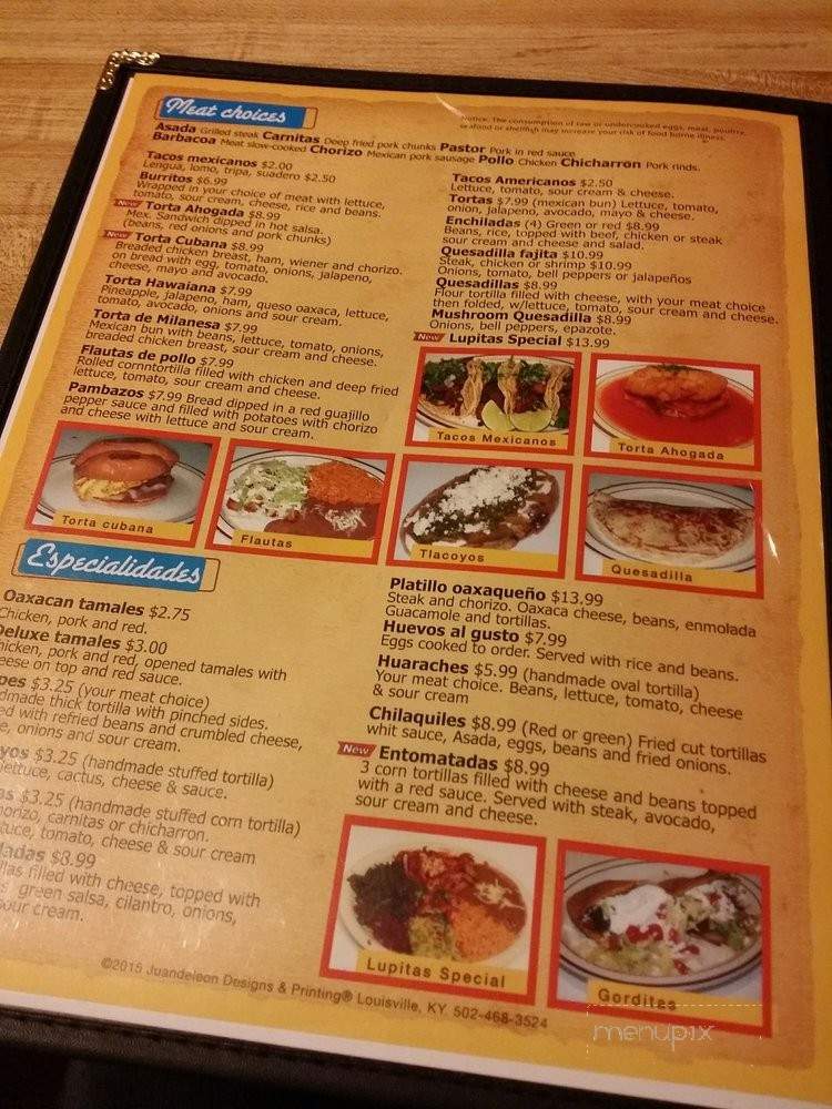 La Lupita Mexican Restaurant - Clarksville, IN menu_pic