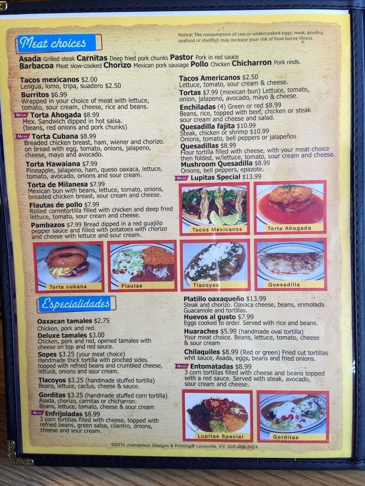 La Lupita Mexican Restaurant - Clarksville, IN menu_pic