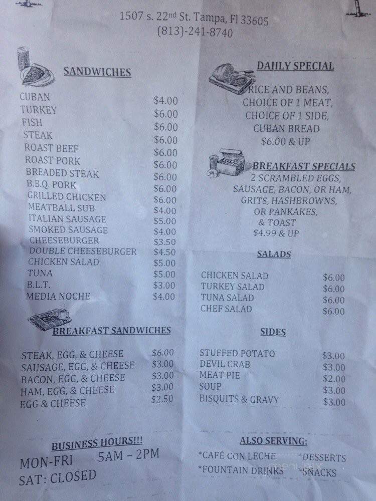 Coco's Sandwich Shop - Tampa, FL menu_pic
