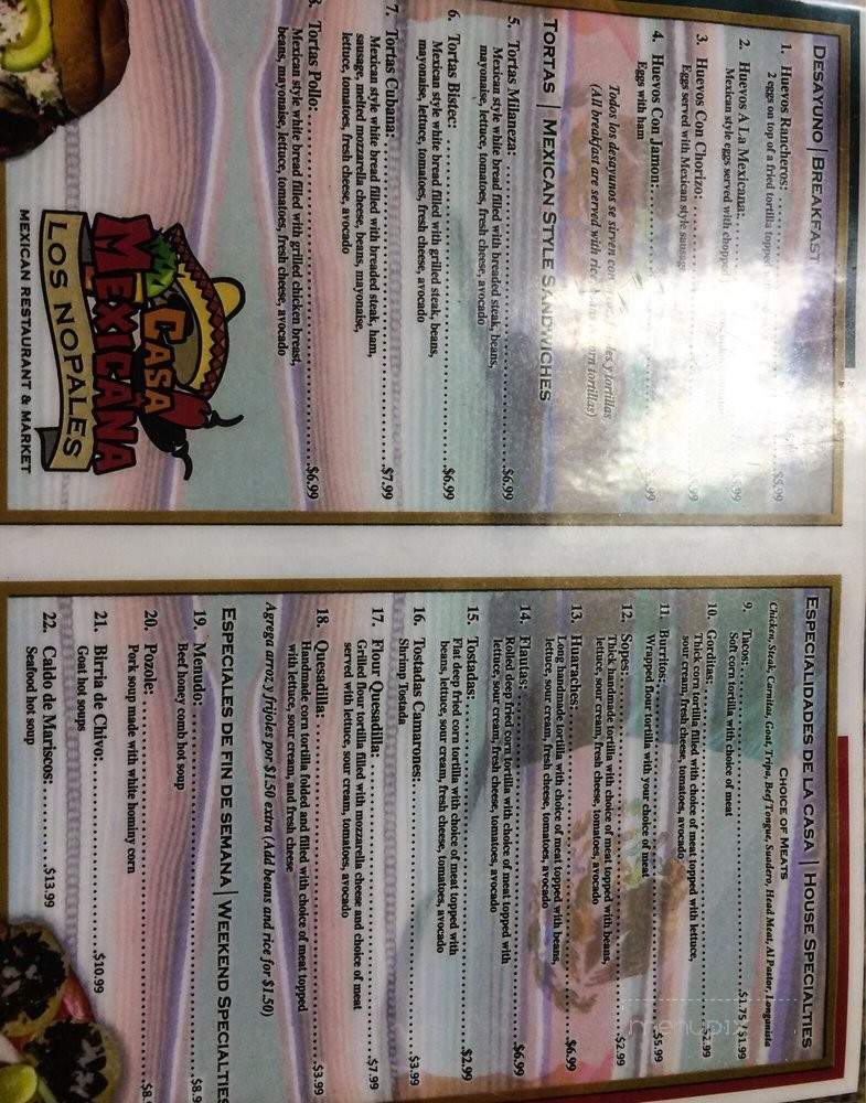 Casa Mexicana - Tampa, FL menu_pic