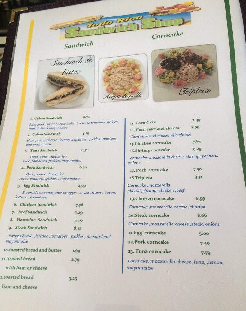 Todo Rico Sandwich Shop - Tampa, FL menu_pic