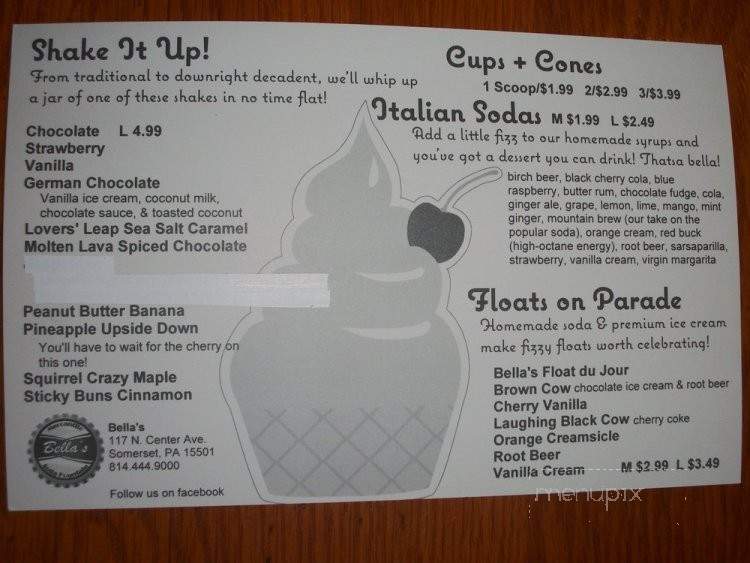 Bella's - Somerset, PA menu_pic