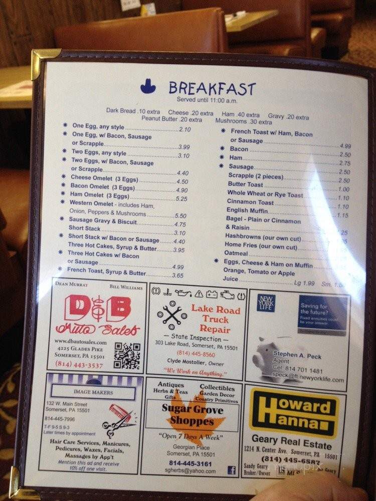 Mostoller's Country Corral & Restaurant - Friedens, PA menu_pic