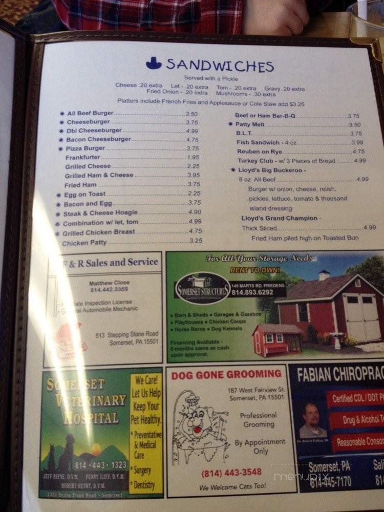 Mostoller's Country Corral & Restaurant - Friedens, PA menu_pic