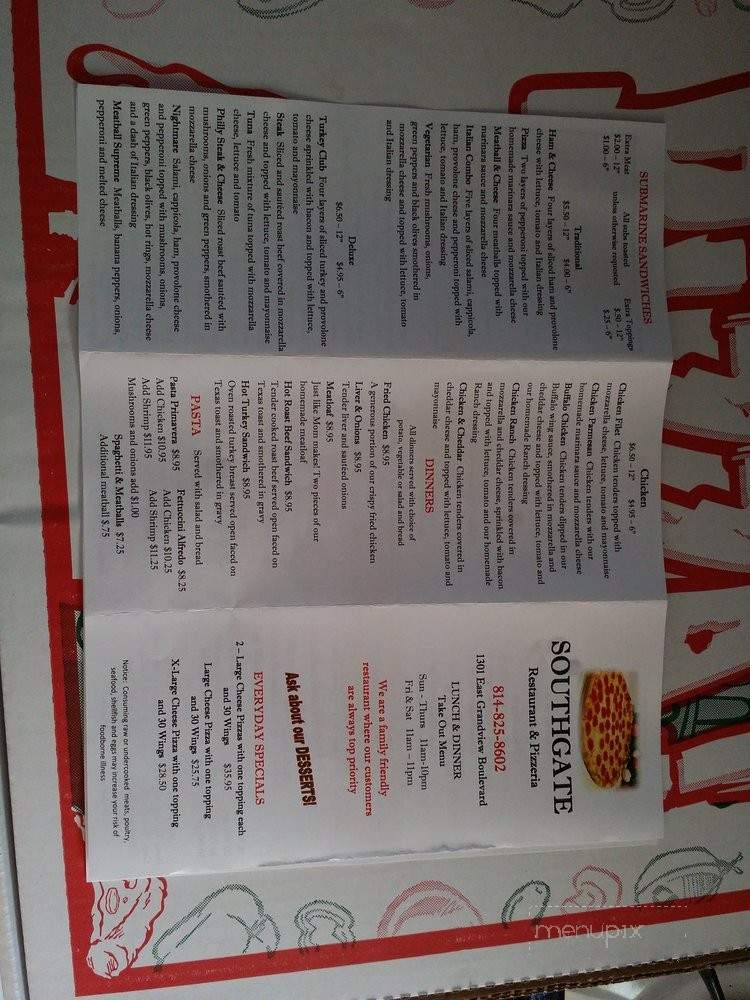 Southgate Restaurant And Pizzeria - Erie, PA menu_pic