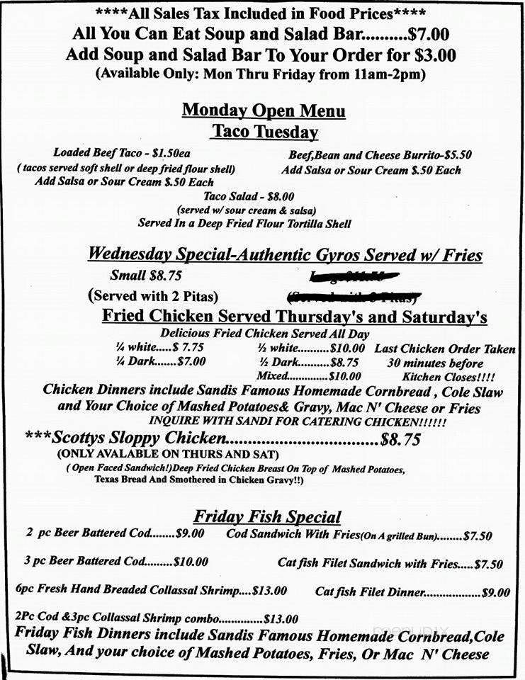 Sandi's Bar & Grill - Ottawa, IL menu_pic