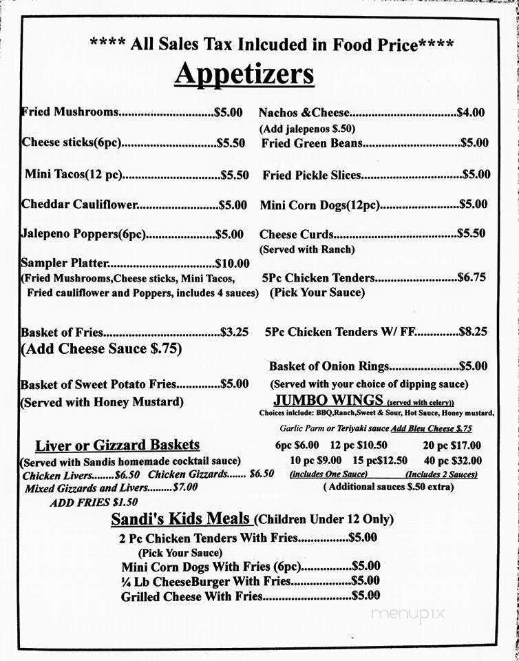 Sandi's Bar & Grill - Ottawa, IL menu_pic