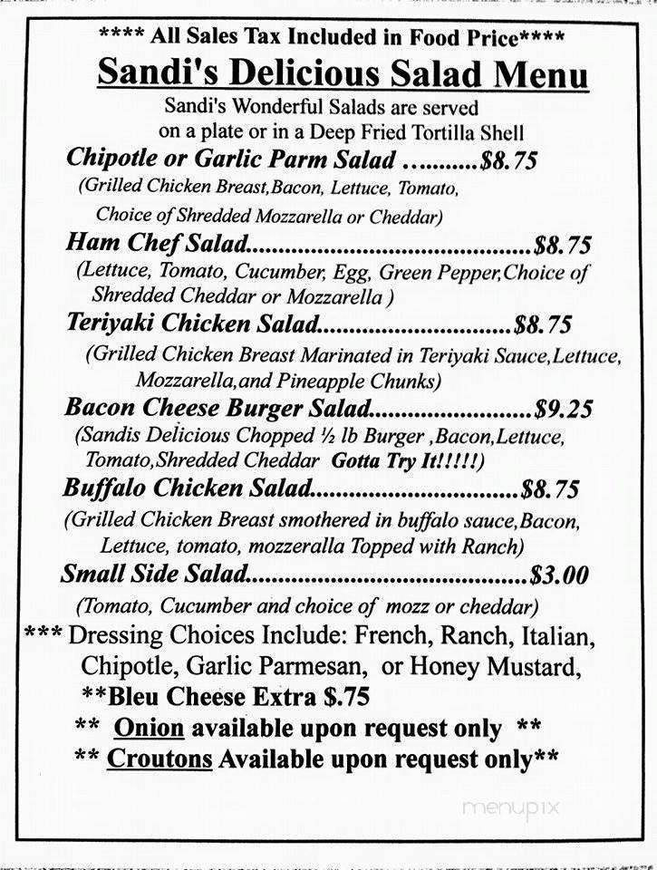 Sandi's Bar & Grill - Ottawa, IL menu_pic