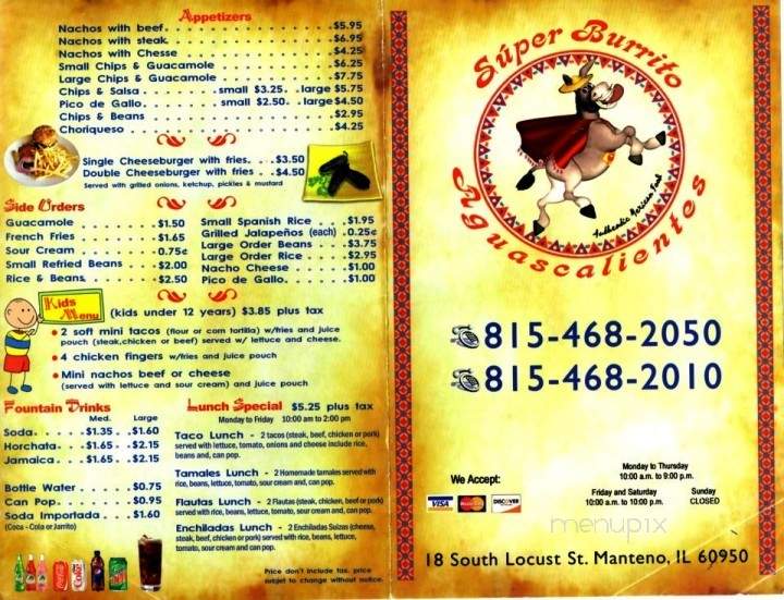 Super Burrito Aguascalientes - Manteno, IL menu_pic