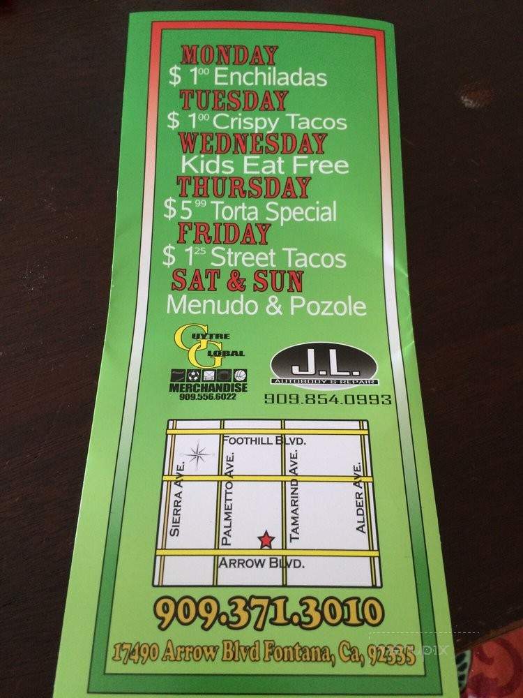 La Tapatia Grill - Pacoima, CA menu_pic