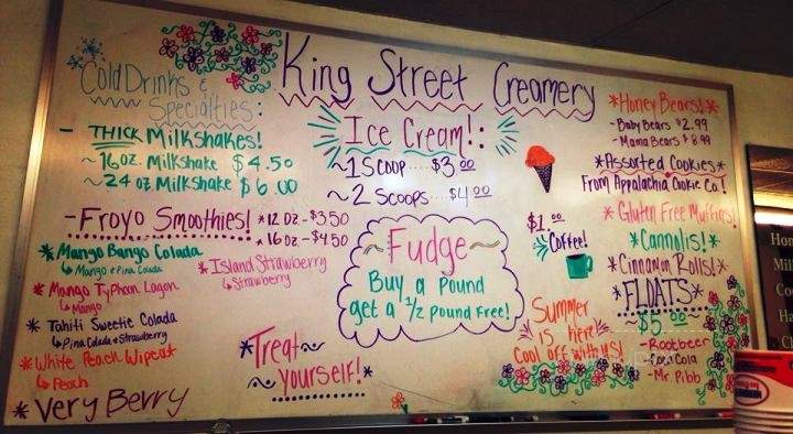 King Street Creamery & Coffee - Boone, NC menu_pic