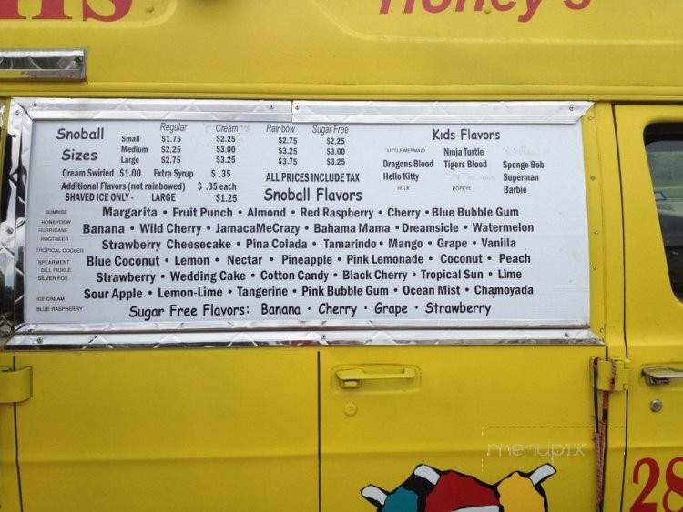 Honey's Sno-Balls - Houston, TX menu_pic