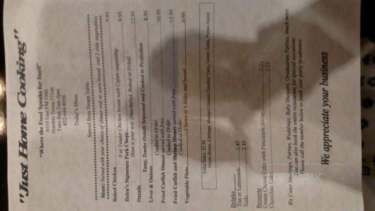 Good Home Cookin' - Humble, TX menu_pic