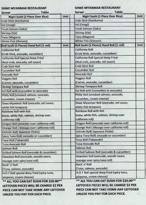 Shwe Myanmer Restaurant - Hilton Head Island, SC menu_pic