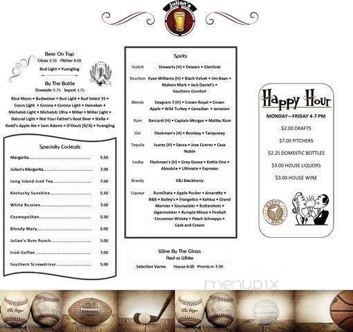 Julian's Sports Bar & Grill - Little River, SC menu_pic