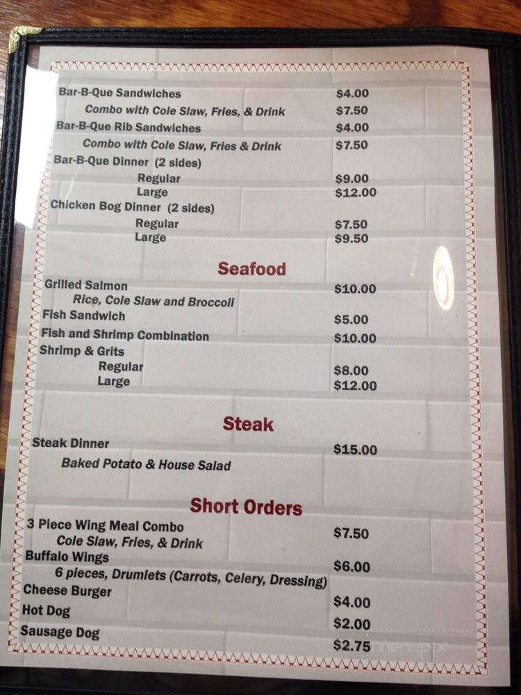 Savannah Bar-B-Que & Pub - Florence, SC menu_pic