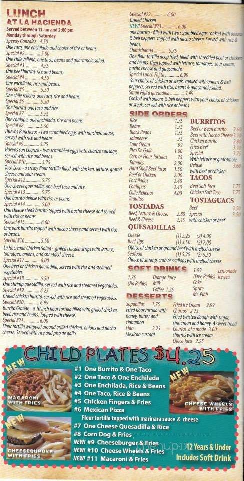 La Hacienda Mexican Restaurant - Elizabethtown, NC menu_pic