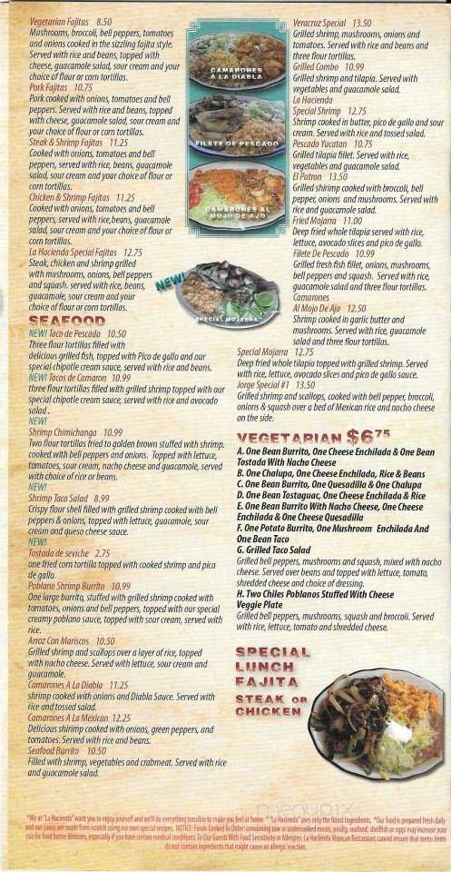 La Hacienda Mexican Restaurant - Elizabethtown, NC menu_pic