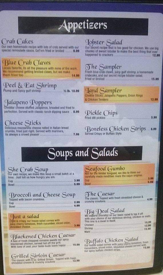 Crab Island Cafe/Manatee Tiki Bar - Fort Walton Beach, FL menu_pic
