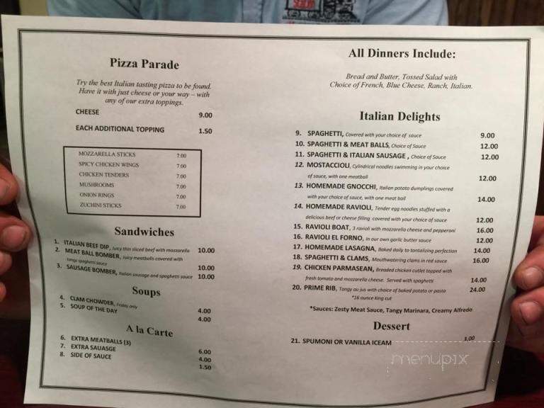 The Spaghetti Station - Kenosha, WI menu_pic