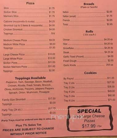 Jim Main's Bakery - Malaga, NJ menu_pic