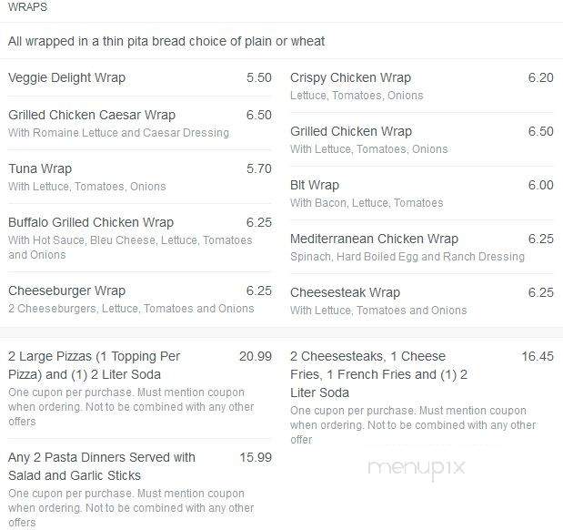 Bella Pizza Cafe - Delran Township, NJ menu_pic