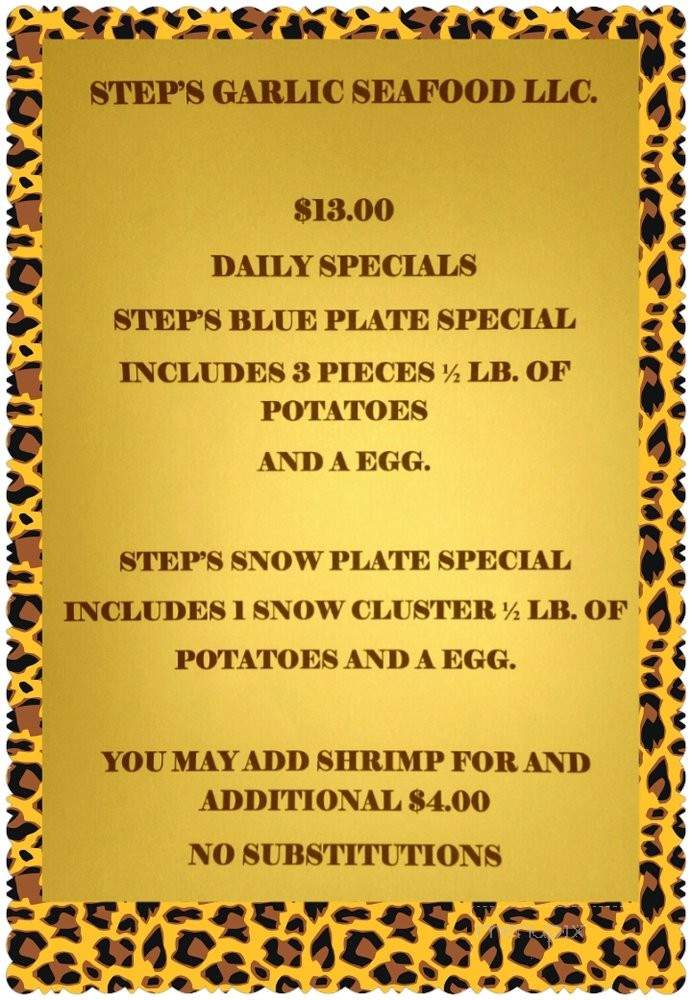 Step's Garlic Seafood - Lakeland, FL menu_pic