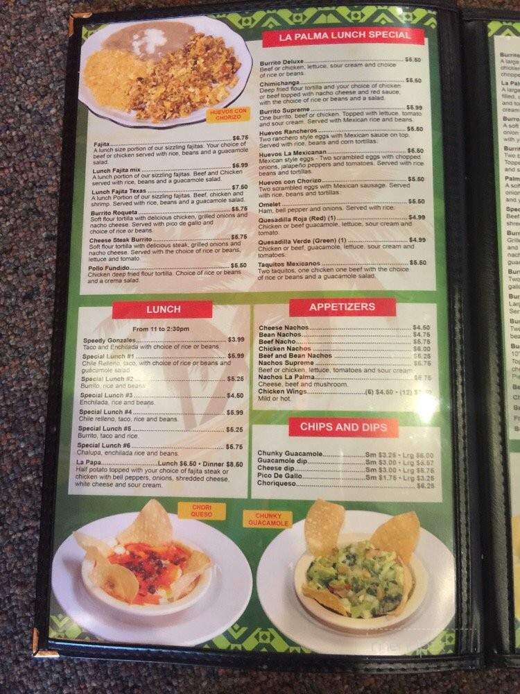 La Palma Mexican restaurant - Anderson, SC menu_pic