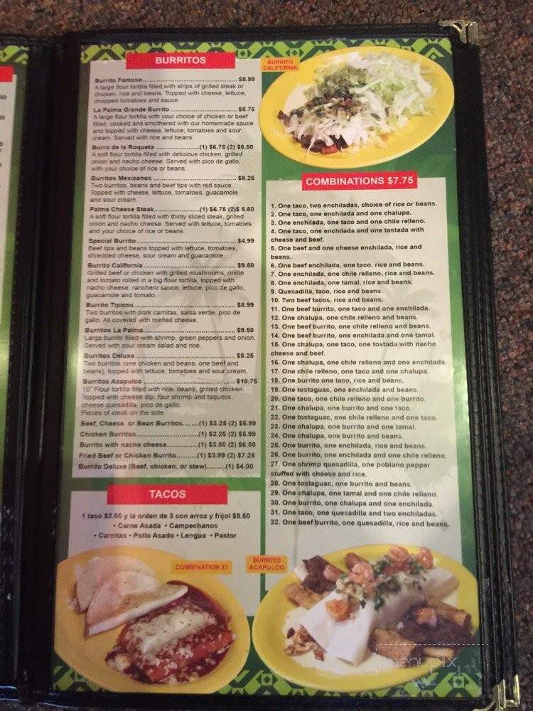 La Palma Mexican restaurant - Anderson, SC menu_pic