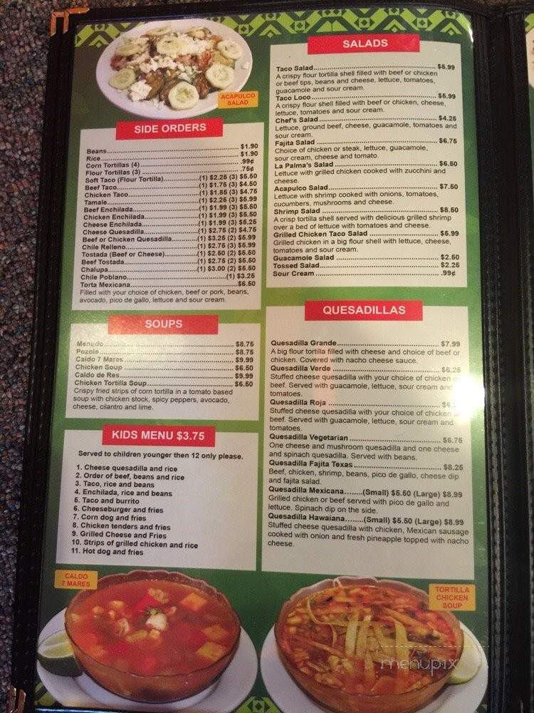 La Palma Mexican restaurant - Anderson, SC menu_pic