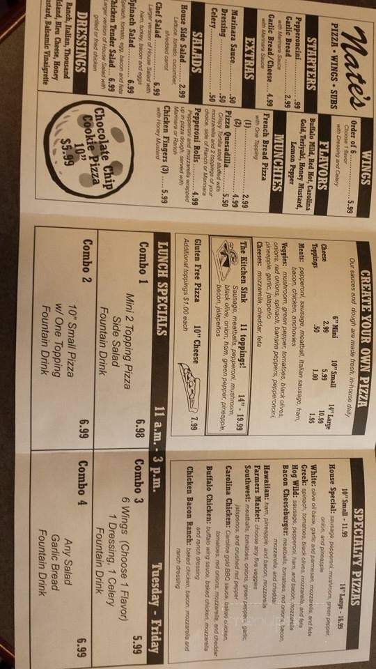 Nate's - Travelers Rest, SC menu_pic