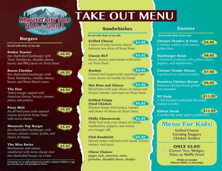 Mountain Top Inn - Rockwood, TN menu_pic
