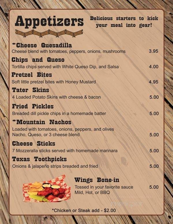 Mountain Top Inn - Rockwood, TN menu_pic
