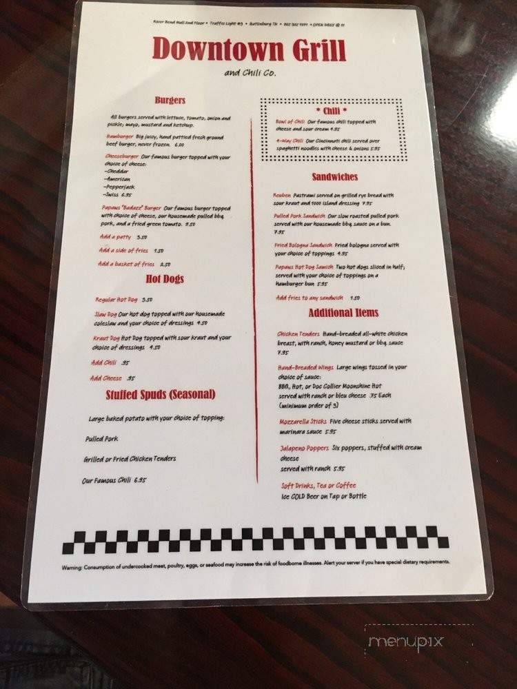 Downtown Grill & Chili Co - Gatlinburg, TN menu_pic