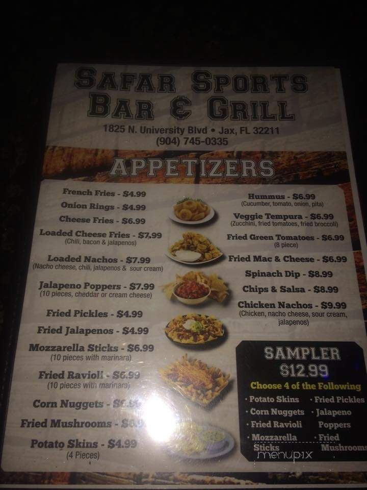 Safar Sports Bar, Billiards, Hookah Lounge, and Grill - Jacksonville, FL menu_pic