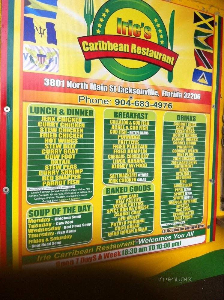 Irie's Caribbean Restaurant - Jacksonville, FL menu_pic