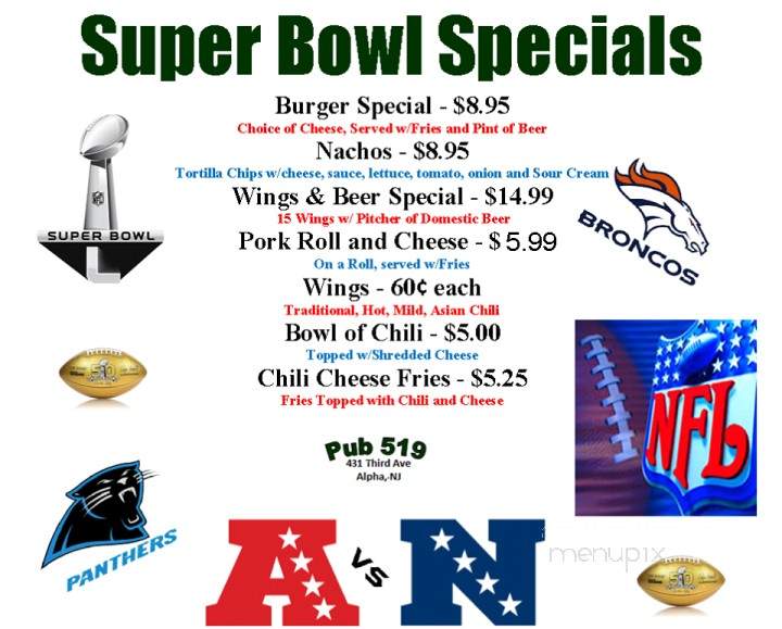 Pub 519 - Phillipsburg, NJ menu_pic