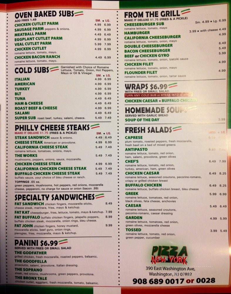 Pizza New York - Washington, NJ menu_pic