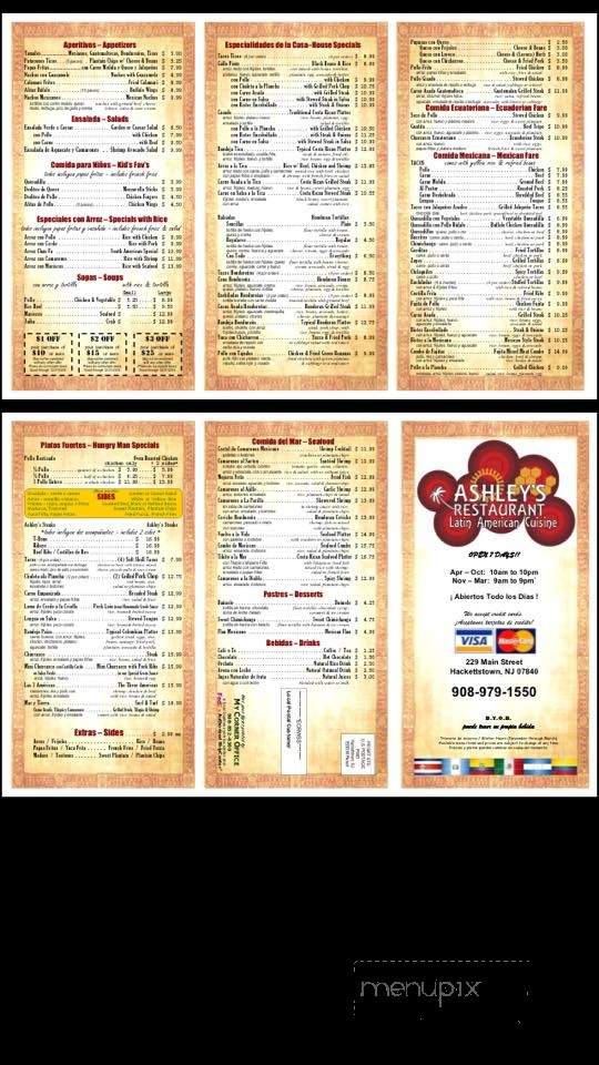Ashley's Resturant - Hackettstown, NJ menu_pic